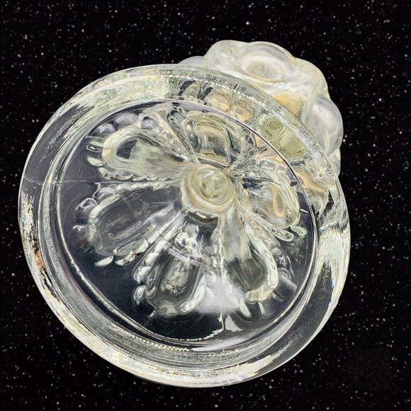 Vintage Art Glass Bulls Eye Clear Oil Lamp 7”T 3.5”W - Picture 4 of 7